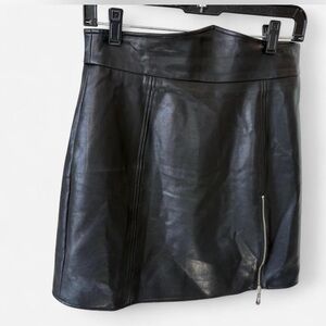 J.inc Faux Leather Miniskirt Lined Black Large Thigh Zip Accent Moto Biker